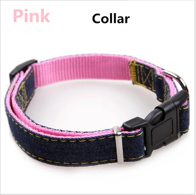 pink 03 Новинка, высокое качество, воротник, стереогарническая веревка, износостойкая, Джинсовая, сшитая, Тяговая веревка, нагрудные ремни, воротник, набор, ремни для больших собак - Цвет: pink 03