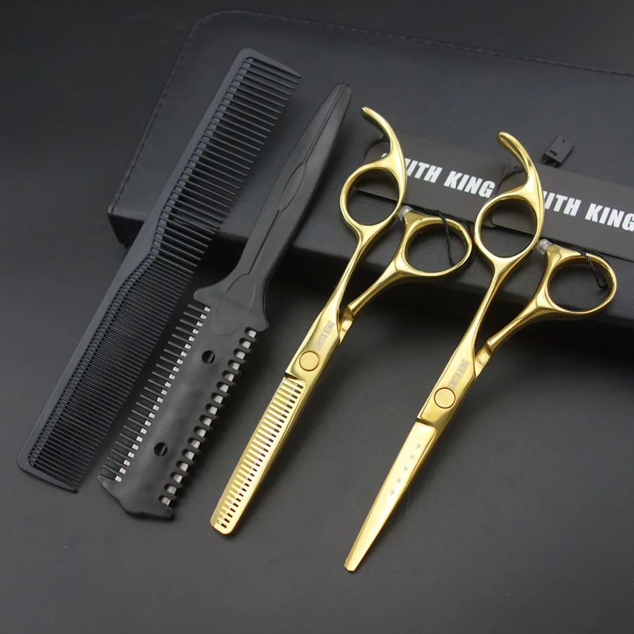 with Thinning comb 5,5 дюймов профессиональные ножницы для укладки волос/ножницы, ножницы для резки/филировочные ножницы/бритвы/Thinningcomb+ комплекты очень острые - Цвет: with Thinning comb