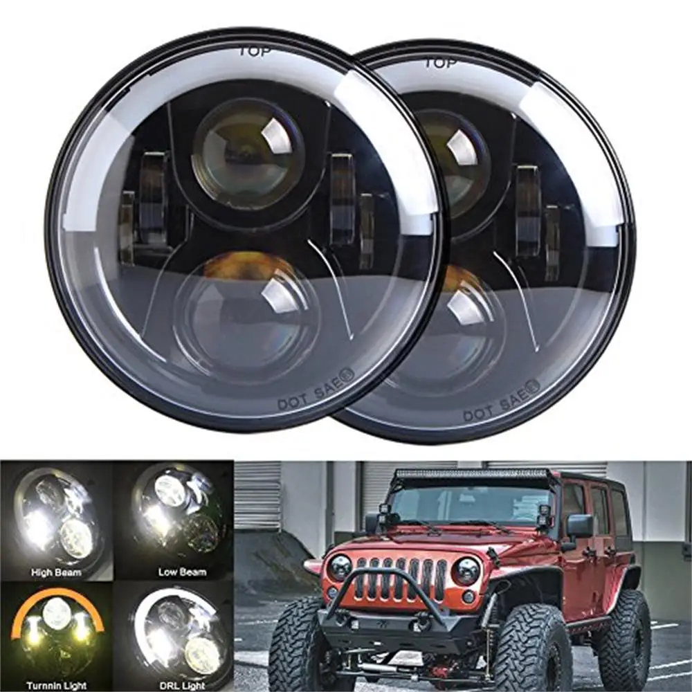 7 &quotсветодиодный наполовину Топ Halo Angel Eye Hi/lo Beam / DRL лампа для Jeep Wrangler JK TJ Harley