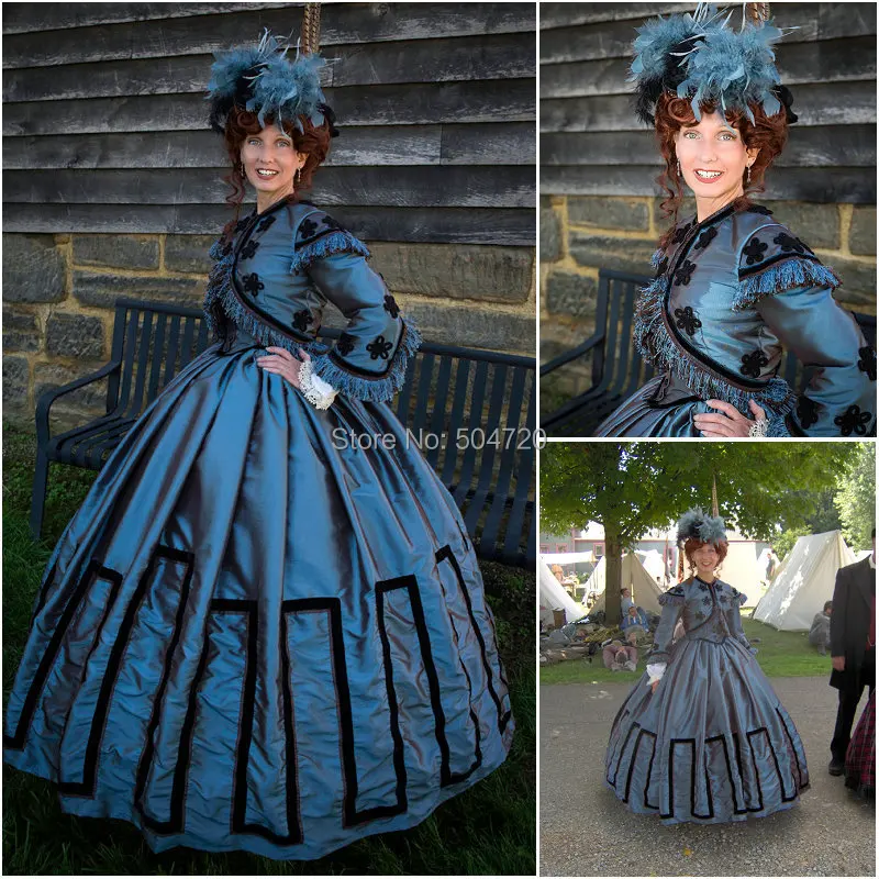 

Historical!R-195 19 century Vintage costume 1860S Victorian Lolita/Civil War Southern Belle Ball Halloween dresses All size
