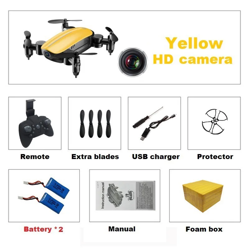 Yellow 0.3MP 2B F Teeggi T10 мини-Дрон с/без камеры HD складной Радиоуправляемый квадрокоптер высота удержания вертолет WiFi FPV Микро Карманный селфи Дрон - Цвет: Yellow 0.3MP 2B F