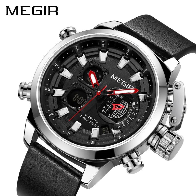 

MEGIR Dual Display Sport Watch for Men Digital Analog Quartz Watch Clock Man Military Watches Relogio Masculino Reloj Hombre