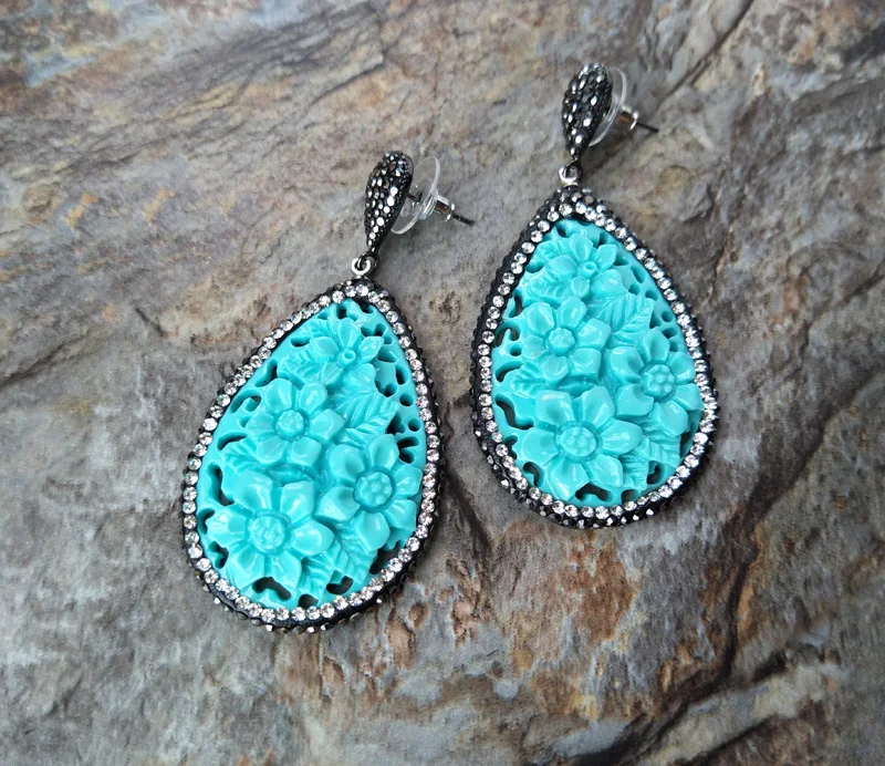 5 пар резные серьги из смолы висячие Стразы с вырезами ювелирные изделия для