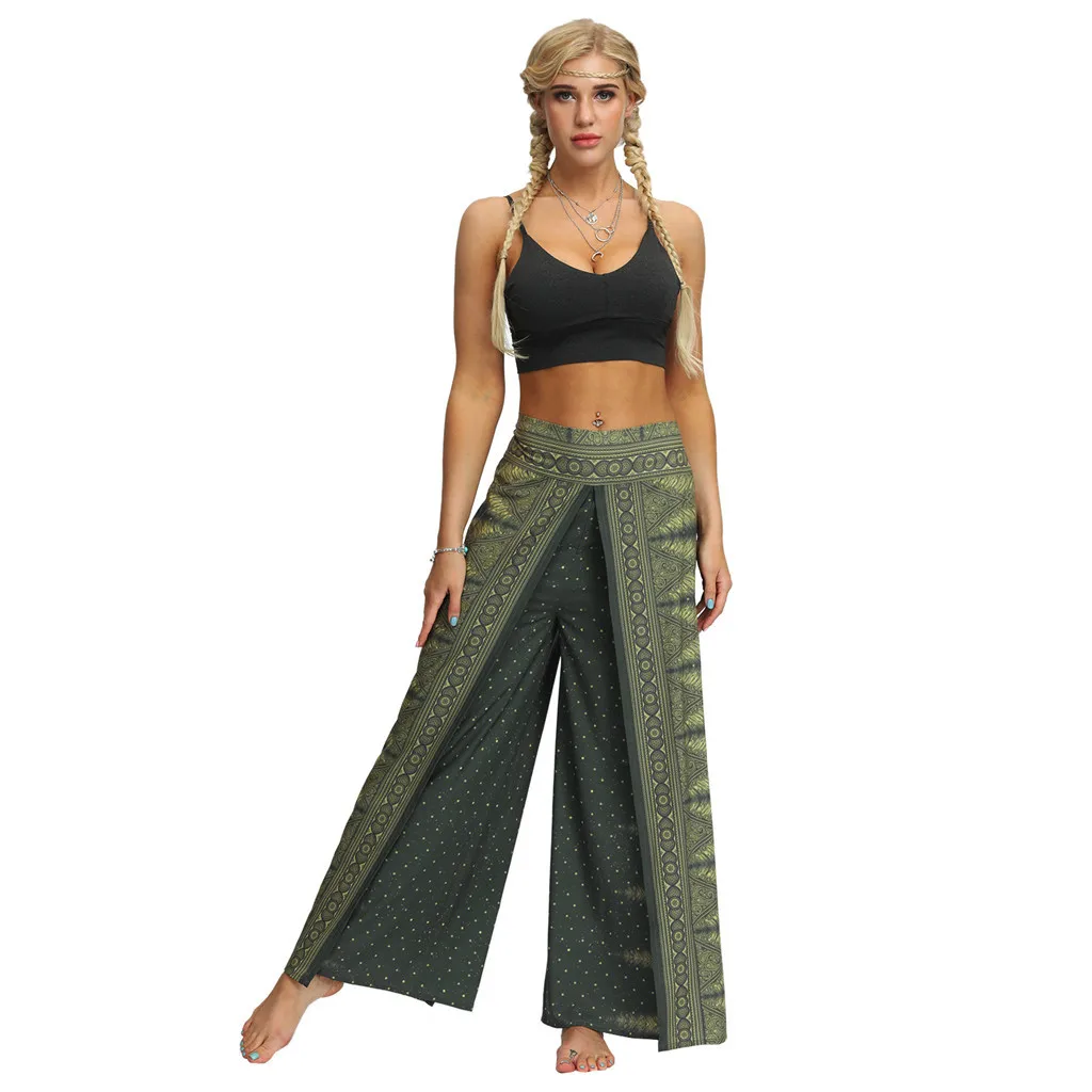 Для женщин pantalon femme шаровары, панталоны mujer pantalones de mujer уличная Повседневное летние свободные мешковатые брюки Бохо Z4