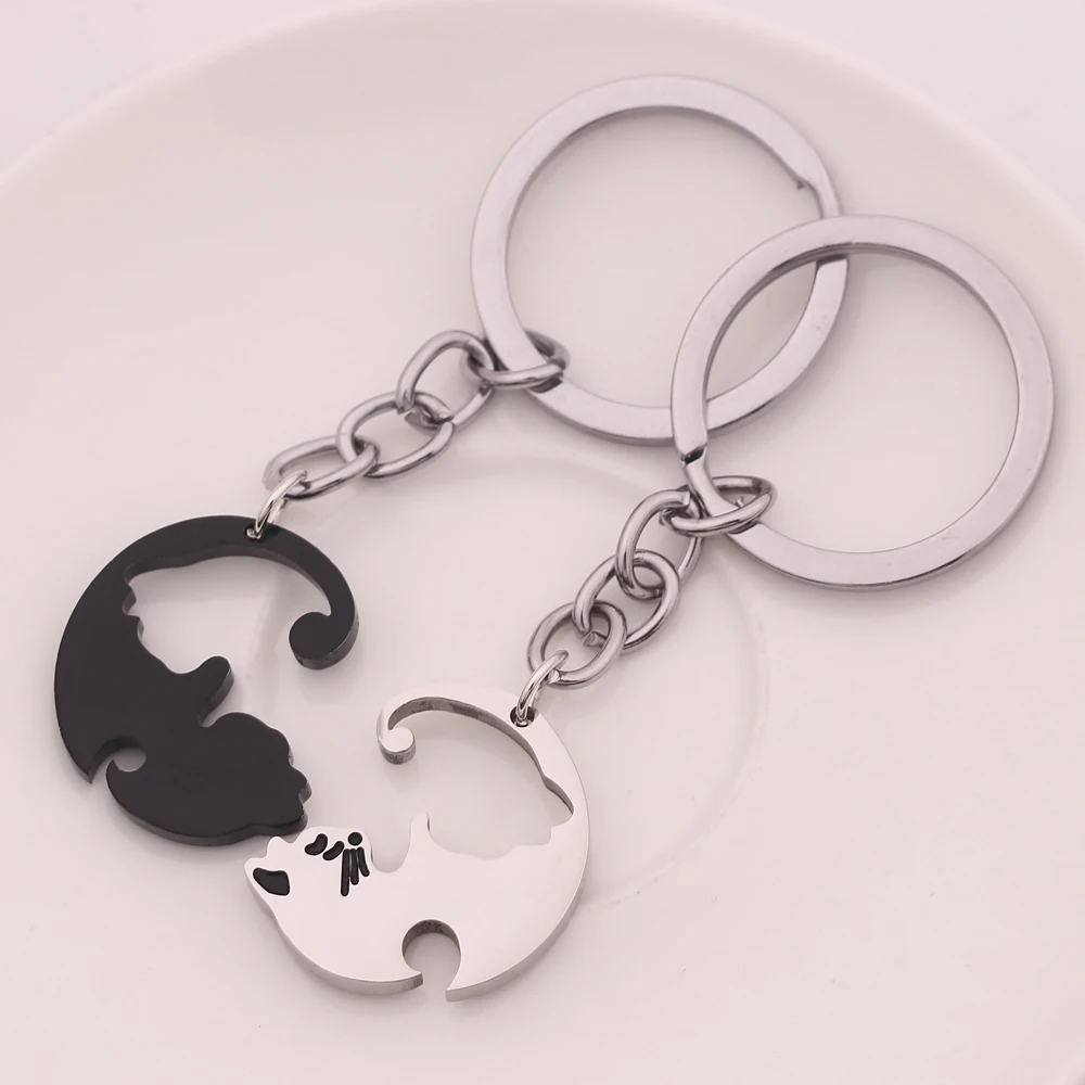 Брелок для ключей мужчин и женщин Ювелирное Украшение с подвеской в виде кошек из