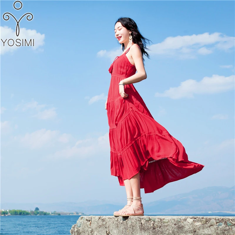 Фото YOSIMI White Sleeveless Dress 2019 Summer Red Cotton and Linen Long Women Vintage Female Vestidos Sexy Party Night Club Женская одежда YOSIMI White Sleeveless Dress 2019 Summer Red Cotton and Linen Long Women Vintage Female Vestidos Sexy Party Night Club Женская одежда