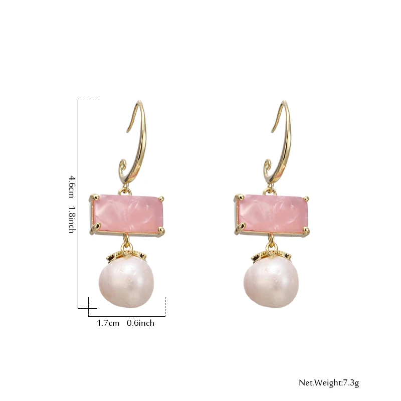 Женские Висячие серьги Yhpup розовые медные в стиле бохо с кристаллами из смолы и