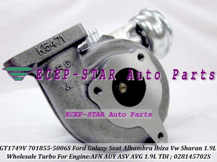 GT1749V 701855 5006S 028145702S 0006 Turbo для Ford Galaxy Seat Alhambra Ibiza VW Sharan AFN AUY ASV AVG л|turbocharger caterpillar|turbocharger