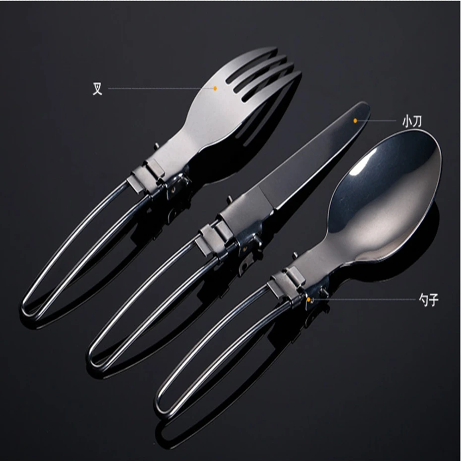 

YINGTOUMAN 2pcs/set Hot Sell Outdoor Folded Knife Fork And Spoon Picnic Cookware Camping Tableware Stainless Steel Forks&Spoons