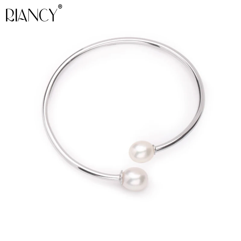 

Fashion 925 sterling silver Natural pearl Bracelets Double beadfreshwater Pearl Adjustable bracelets for Women wedding gift
