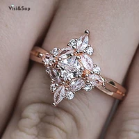 visisap rhombus zircon ring creative rose gold color dropshipping rings for women fashion engagement wedding jewelry b2517
