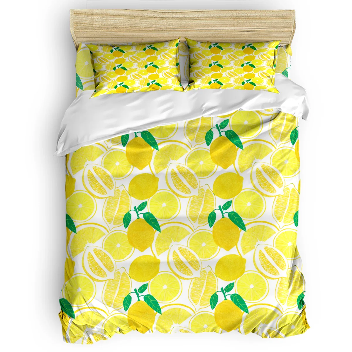 Комплект постельного белья из 3/4 предметов с рисунком желтого лимона | Дом и сад