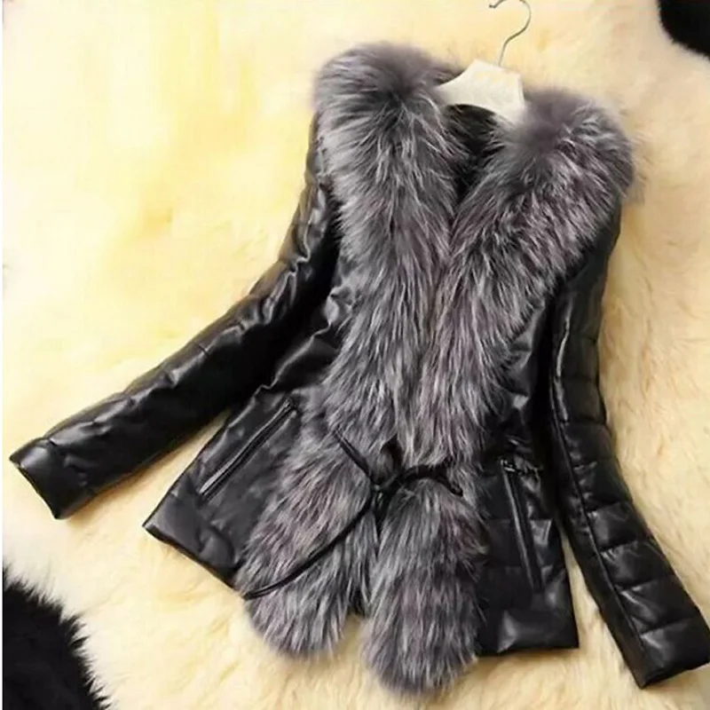 Women 2019 New Stylish Slim Winter Jacket Faux Fur Plus Size Collar Coat Female Charming Outerwear WWP200 | Женская одежда