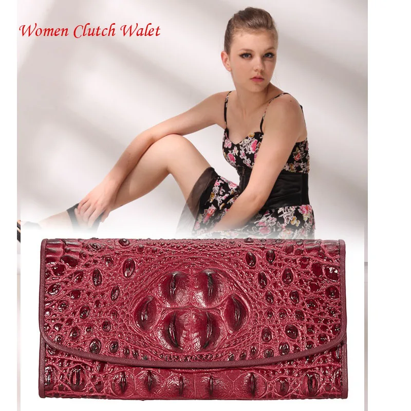 Женский Длинный Кожаный клатч модный кошелек из крокодиловой кожи с узором