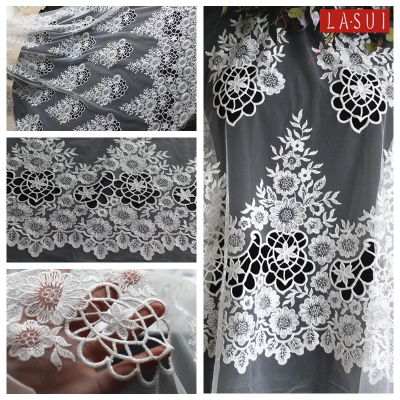 LASUI 2017 красивые благородные белые вышитые кружева ручной работы сделай сам ткань
