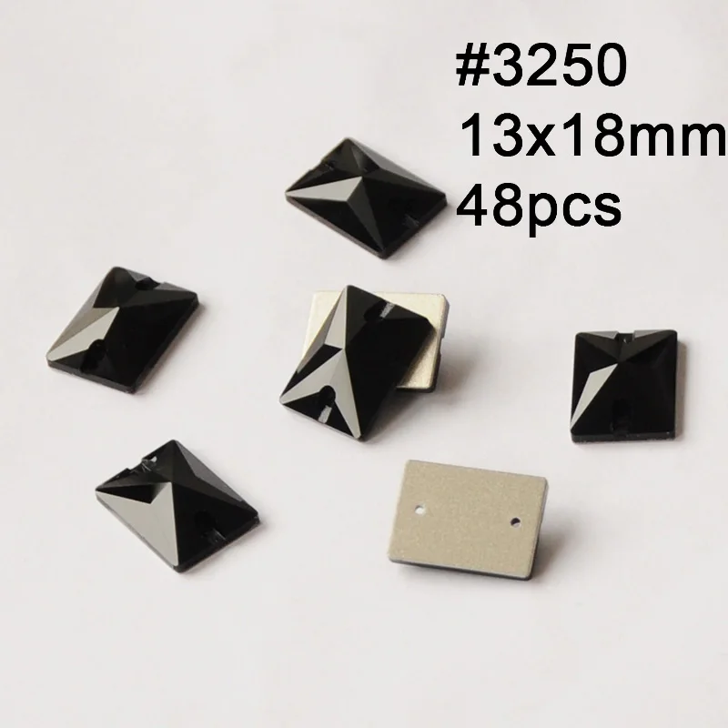 Rectangle 13X18mm K9 кристалл зеркало стразы смешанной формы черный реактивный стекло плоская задняя Пришивные коготь стразы, diy аксессуары для одежды - Цвет: Rectangle 13X18mm