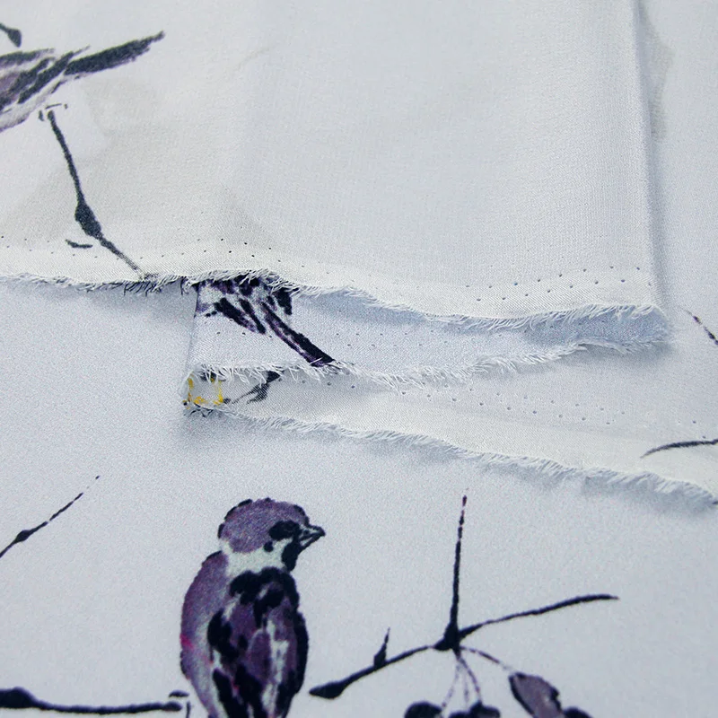 16 Momme ширина 115 см цифровая печать Мягкая Шелковая атласная ткань Magpie печатная