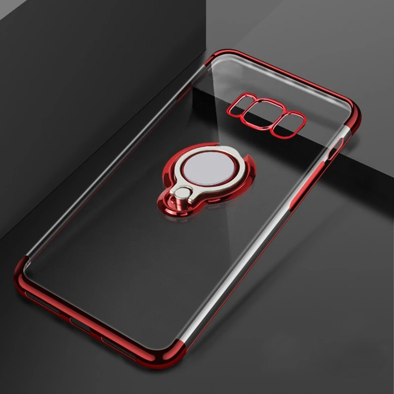 Роскошные 360 Кронштейн палец кольцо чехол для Samsung Галактики S8 S9 плюс силиконовый