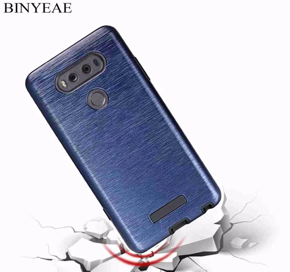BINYEAE Мешок Мобильного Телефона Для LG G5 K5 K8 K10 K210 V20 Х Power Metal Кисть ПК + ТПУ Мягкий
