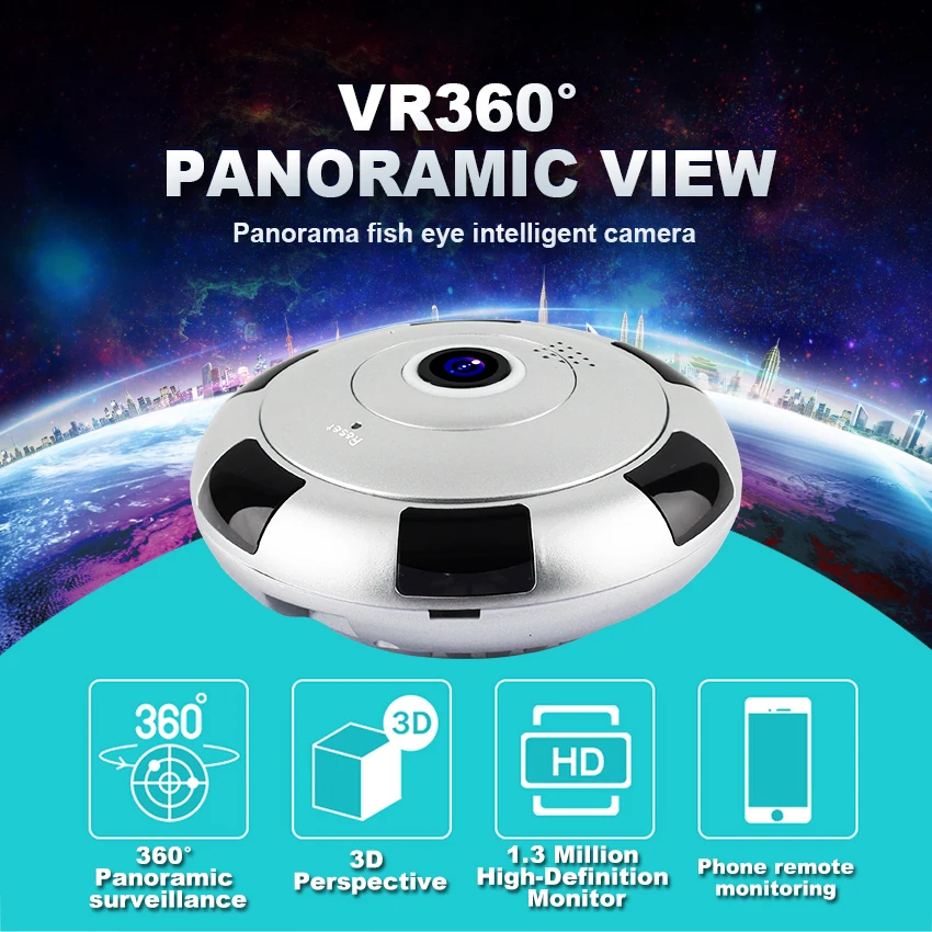 Беспроводная панорамная IP камера 360 P HD VR рыбий глаз|wireless wifi ip camera|ip camera 360video surveillance