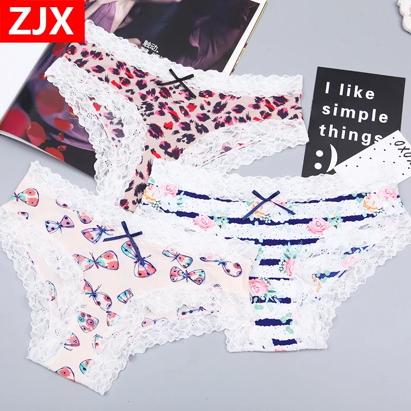 Women's Sexy Lace Cotton Pleated Hem Panties Casual Low Waist Lady's Underwear Knickers Wholesale 2018 |