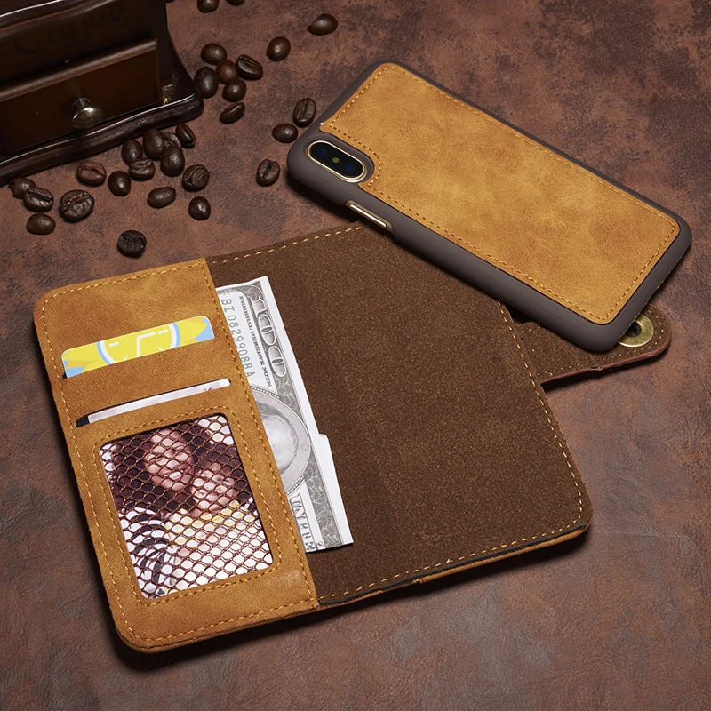 Винтажный кожаный чехол для телефона для iPhone X XR XS Max 8 7 Plus держатель для карт кошелек чехол для iPhone 6 6S Plus 5 5S Магнитный флип-чехол