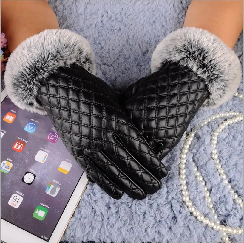 Теплая зима женщины перчатки натуральная Кожа Черные кожаные мужские женщин