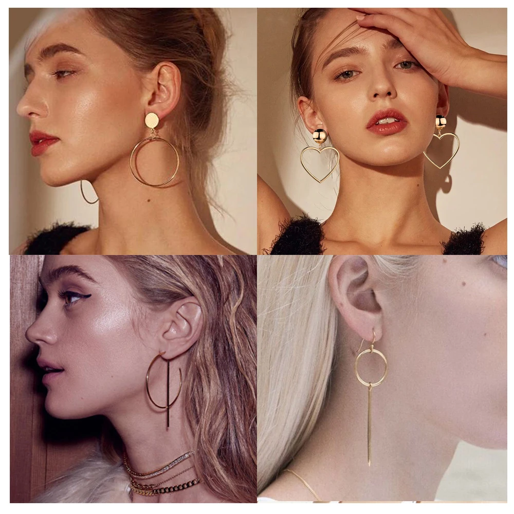 Женские серьги капельки круглой формы в форме сердца модные корейские из сплава