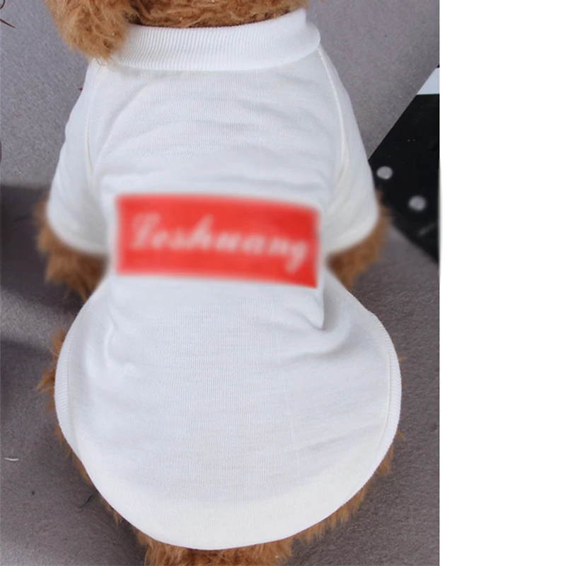 Small Dogs Cat T-shirt Puppy Pet Clothes Leisure Pitbull Poodle Summer Apparels White Black Colors Dog Shirt Size S-XXL | Дом и сад