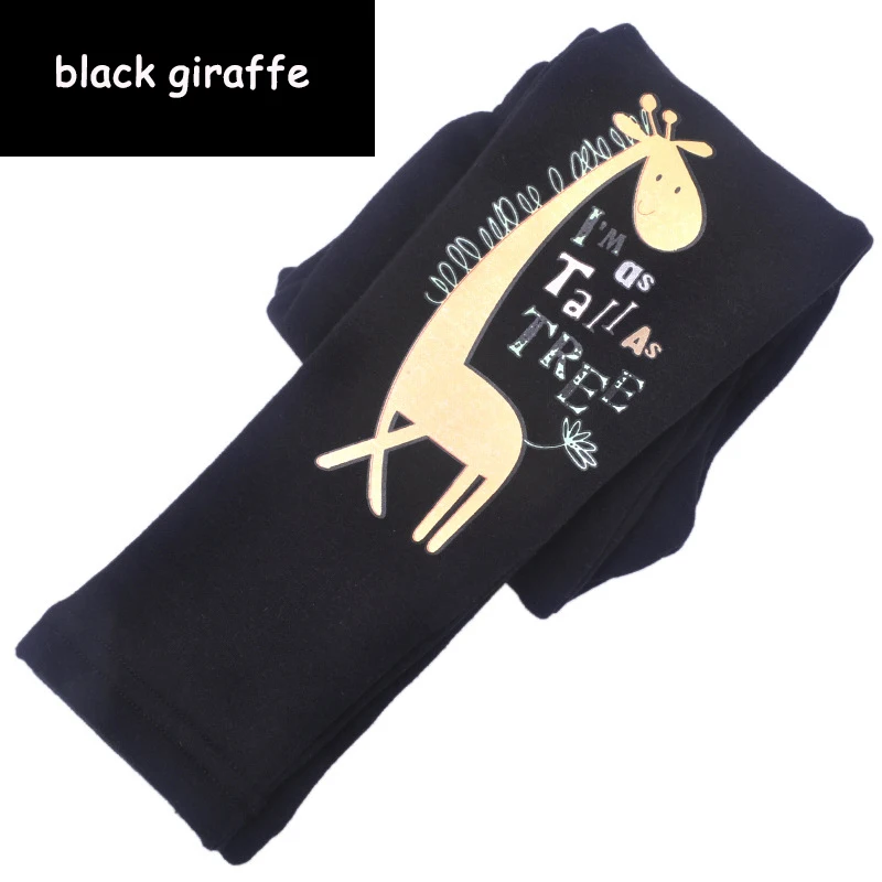 black giraffe Зимние леггинсы для девочек; плотные теплые штаны; детские длинные брюки; детская облегающая одежда с героями мультфильмов; зимние леггинсы; От 4 до 14 лет для девочек - Цвет: black giraffe