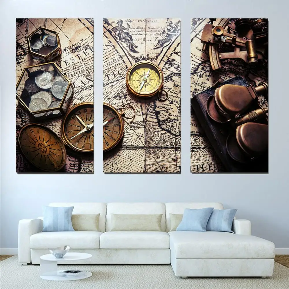 

Drop shipping 3 Panel printed painting Map painting Wall Art Picture Home Decoration Living Room Modern painting LS677