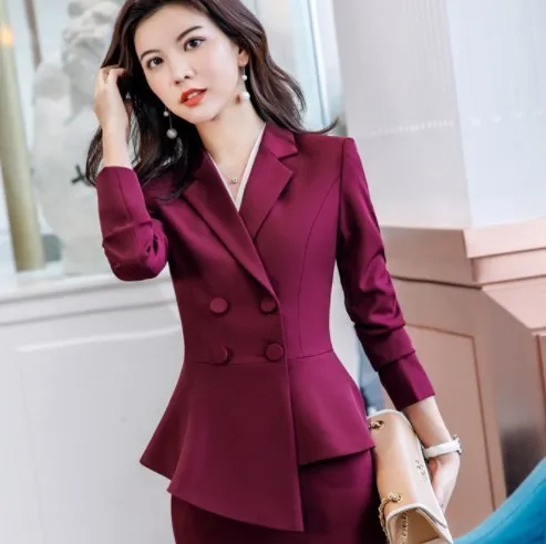 just a blazer Женский двубортный Блейзер и брюки, комплект для офиса, женские облегающие брючные костюмы, официальные рабочие костюмы для женщин, брючный костюм для свадебной вечеринки - Цвет: just a blazer