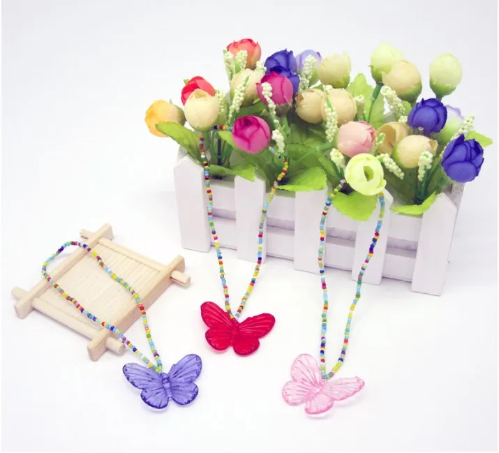 Ожерелье с бабочкой и кристаллами для американской куклы 18 дюймов аксессуары