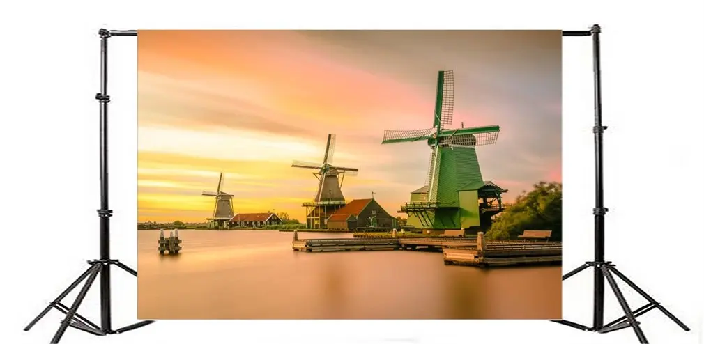 

Photography Backdrop Windmills in Zaanse Schans at Sunset