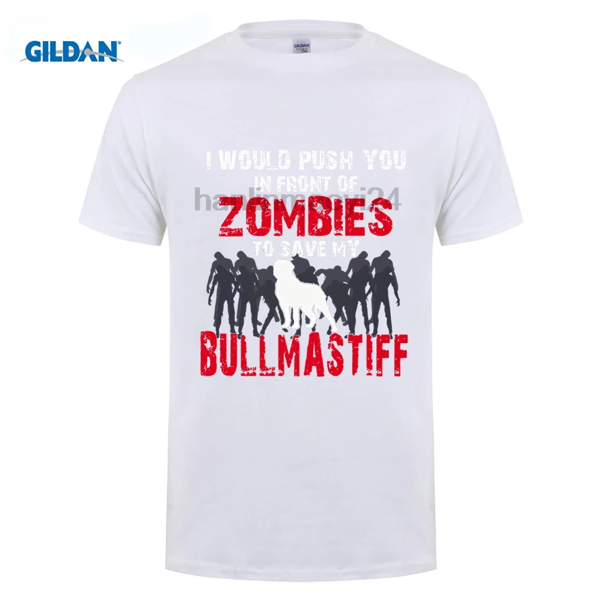 GILDAN передняя часть зомби Bullmastiff забавная Милая футболка для влюбленных