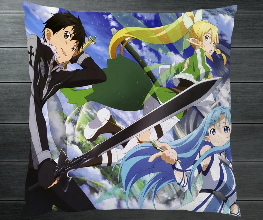 Аниме Роман Сан-меч искусство онлайн Kirito Yuuki Asuna двухсторонняя подушка чехол s
