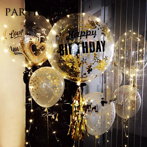 18 дюймов прозрачный воздушный шар с светодиодной полоской медная проволока