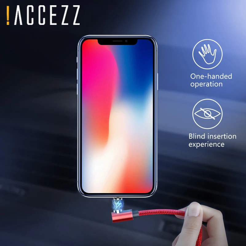! ACCEZZ Магнитный зарядный кабель с подсветкой для iPhone X XR 7 XS Plus Samsung S6 S7 Huaweiтип C Micro USB