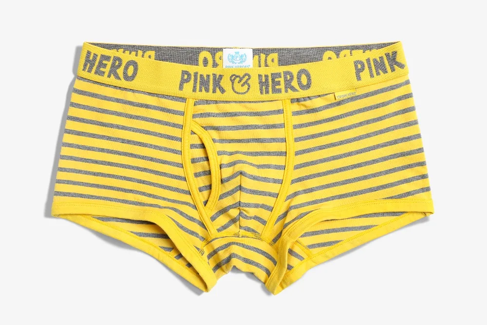 5 шт. Pink Heroes высокого качества нижнее белье из хлопка, Для мужчин шорты-боксеры классическое Полосатое привлекательное мужские трусы с u-образной выпуклостью спереди