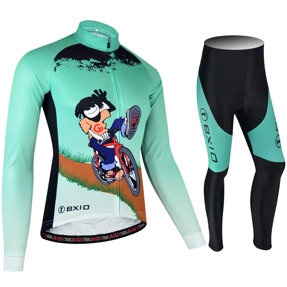 BXIO MTB Pro Team зимний комплект велосипедной одежды с длинным рукавом Ropa Ciclismo Invierno Green