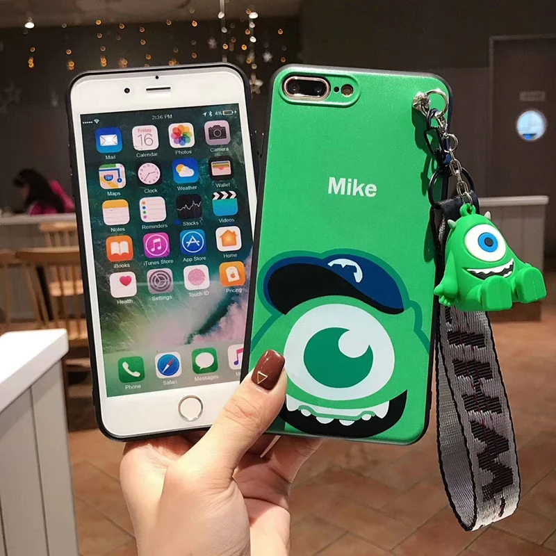 3D милый мультфильм Монстры университет майка Suelly Подставка для куклы Шнурки силиконовые чехол для iPhone X XR XS MAX 7 8 6 S плюс крышка