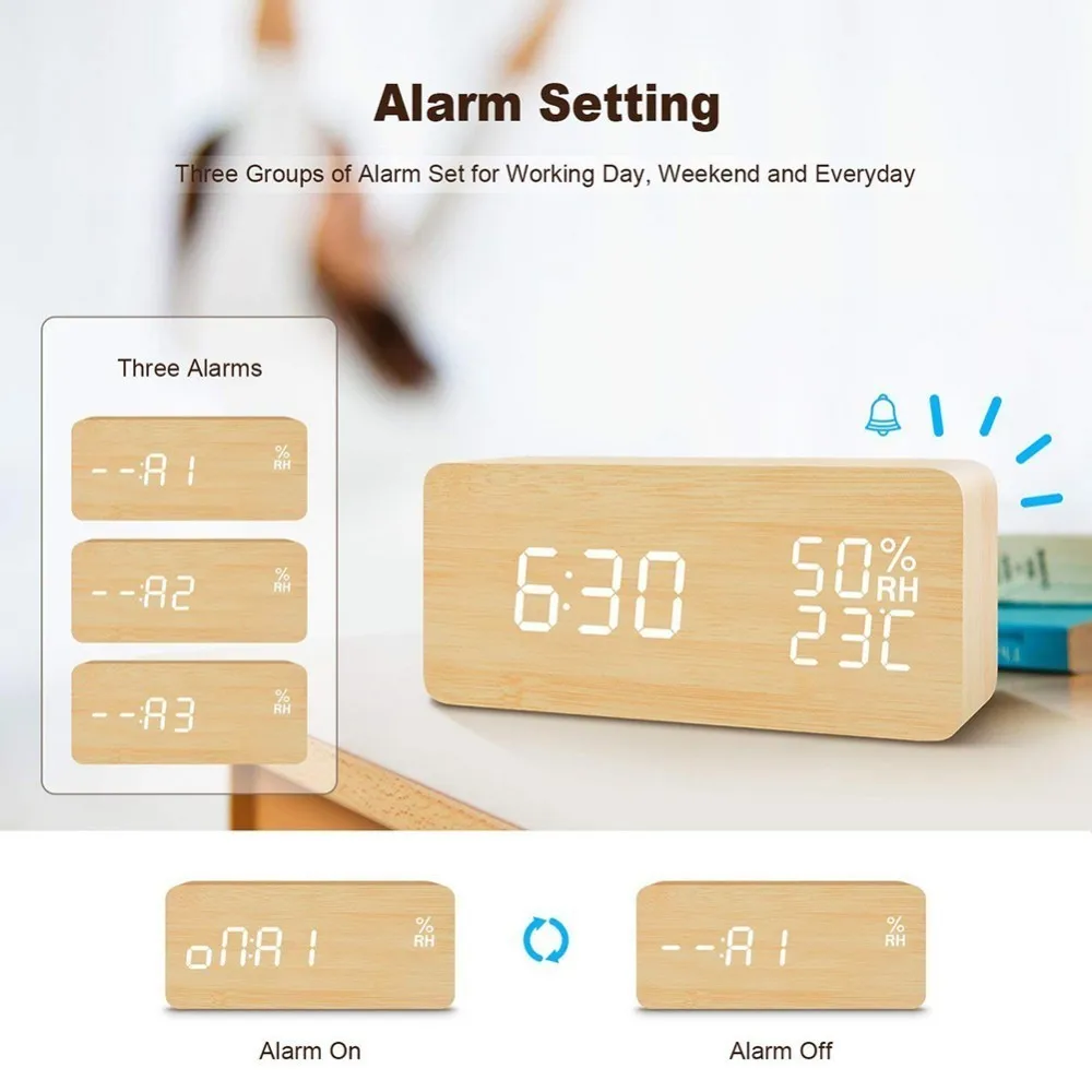 Multi-functional Led Digital Alarm Clock Innovative LED Student Electronic Snooze Sensor Kids Table Bedroom | Дом и сад