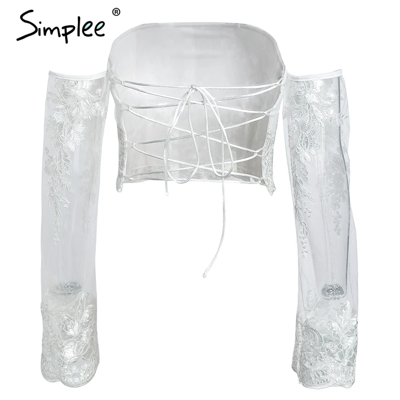 Simplee Женская белая рубашка с открытой спиной сетчатая прозрачная