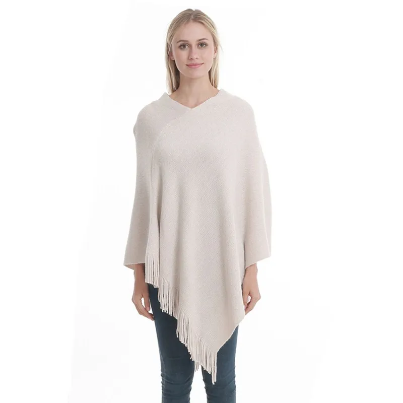 Europe America Fashion Woman Poncho Knitted Sweater Sleeveless Casual Scarf Warm Plus Size Pullover Coat Capes | Женская одежда