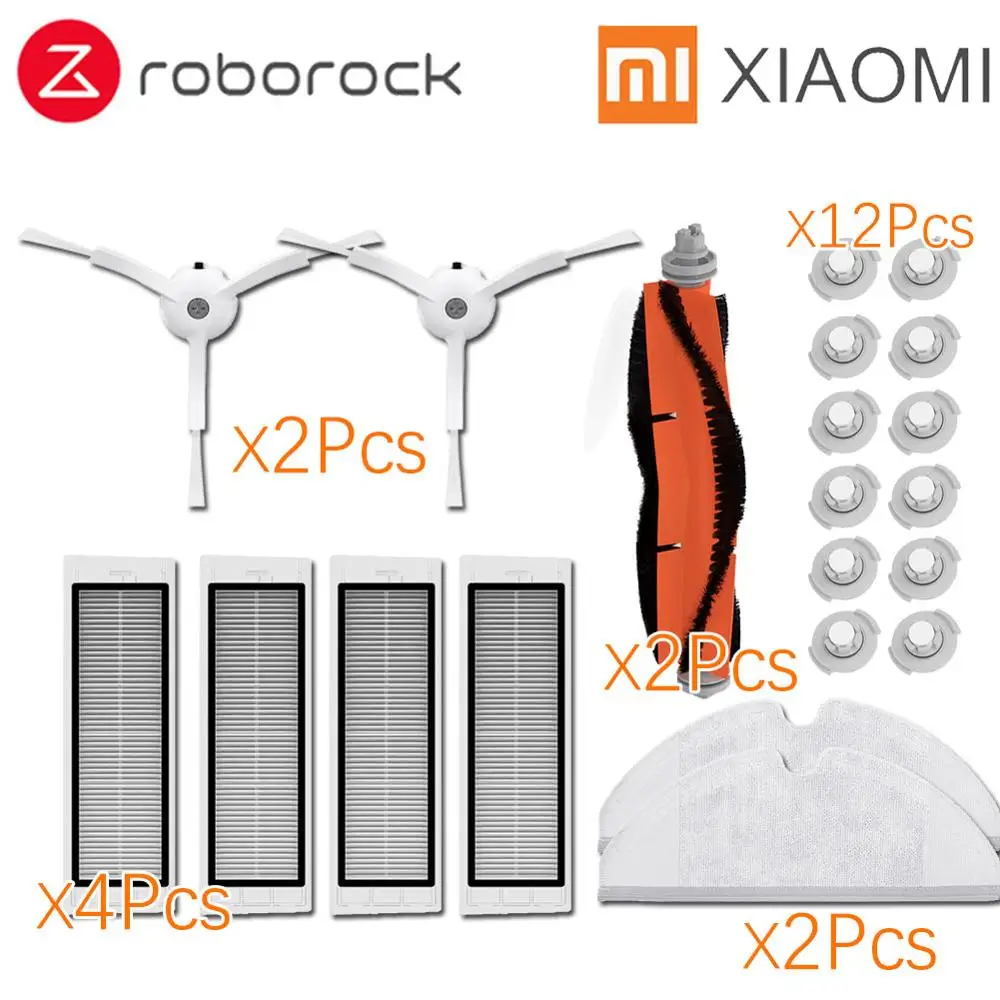 22Pcs Xiaomi Roborock Robot S50 S51 Очиститель запасных частей комплекты швабры тряпки Сухой Влажной уборки резервуар для воды фильтр боковая щетка роликовая щетка - Цвет: 22Pcs