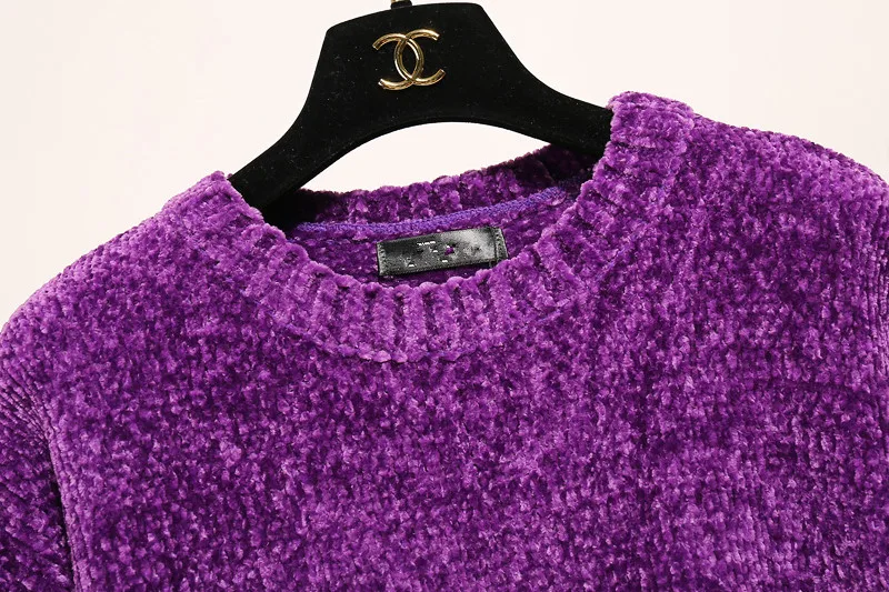 Женский свитер с длинным рукавом модный теплый вязаный круглым вырезом 2017 |