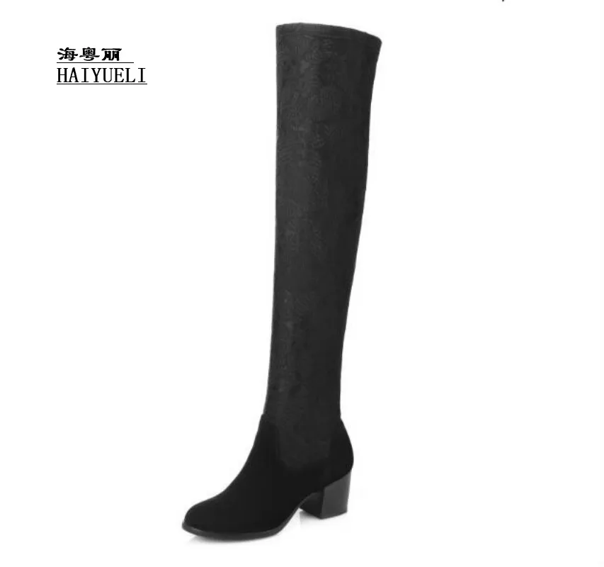 Осенне-зимние ботинки модные пикантные толстый каблук Женская обувь на высоком