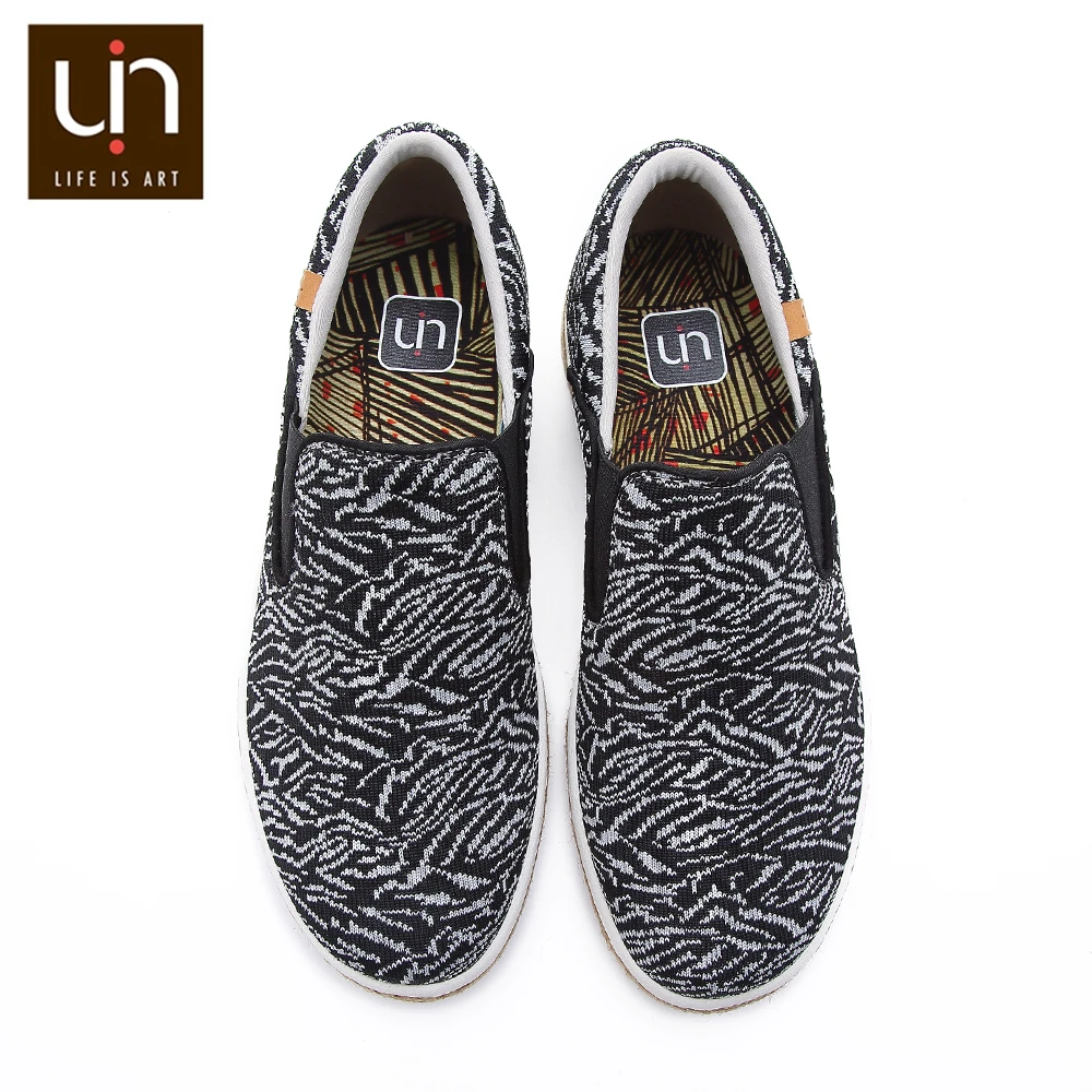 UIN Tijuana Design Knitted Casual Men Sneakers Breathable Slip-on Shoes Black/Blue Colors Male Loafers | Обувь