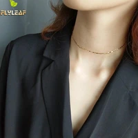 100 925 sterling silver jewelry gold chain choker necklace flyleaf simple personality fashion short necklace women