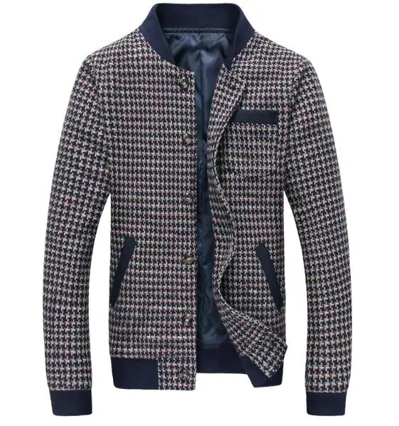 HM3023 Black Мужские куртки melton, большой размер 6XL, зимнее пальто, тонкая шерстяная подкладка, ребристый рукав, в клетку, стоячий воротник, мужская одежда на каждый день, Прямая поставка - Цвет: HM3023 Black